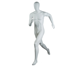 Full body size lifelike white fiberglass muscular nude muscle bodybuilder running male mannequin